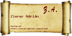 Zierer Adrián névjegykártya